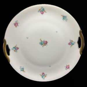 KPM Vintage Floral Gold Trim Handled Porcelain Serving Plate Platter Serveware